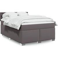 Box Spring Bed with Mattress Grey 140x190 cm Faux Leather