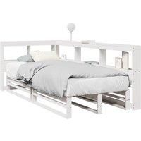 Bookcase Bed without Mattress White 90x200cm Solid Wood Pine