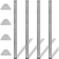 4 Height Adjustable Table Legs Brushed Nickel 1100 mm