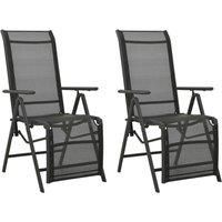 Reclining Garden Chairs 2pcs Textilene and Aluminium Black