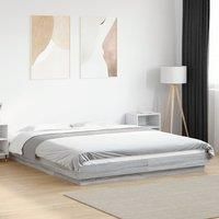Bed Frame without Mattress Grey Sonoma 150x200 cm King Size