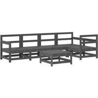 6 Piece Garden Lounge Set Grey Solid Wood Pine