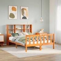Bookcase Bed without Mattress Wax Brown 120x200 cm Solid Wood Pine