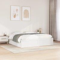Bed Frame without Mattress White 200x200 cm Solid Wood Pine