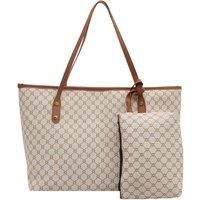 Unisex Beige Elegant 2-Piece Gucci-Inspired Tote Bag & Purse!