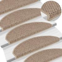 Stair Mats Self-adhesive Sisal-Look 15 pcs 65x21x4 cm Sand