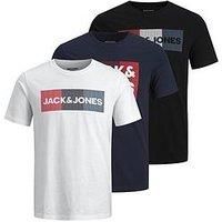Jack & Jones Jack & Jones Logo 3 Pack T-Shirt - Navy/Black/White