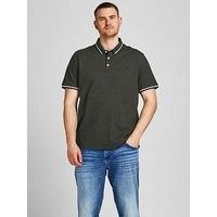 Jack & Jones Plus Paulos Small Logo Polo Shirt - Forest Night - Forest Night Green