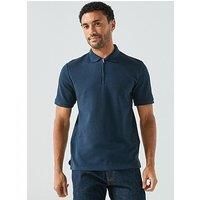Jack & Jones Austin Micro Waffle Zip Polo Shirt - Navy