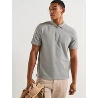 Jack & Jones Austin Micro Waffle Zip Polo Shirt - Grey