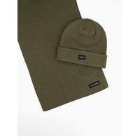 Jack & Jones Beanie Hat And Scarf Gift Set - Khaki