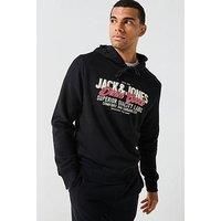 Jack & Jones Graphic Logo Overhead Hoodie - Black