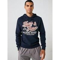 Jack & Jones Graphic Logo Overhead Hoodie - Navy