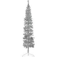 Slim Artificial Half Christmas Tree with Stand Silver 210 cm