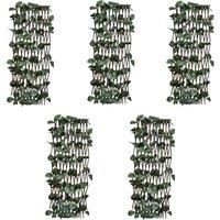 Willow Trellis Fences 5 pcs with Artificial Leaves 180x60 cm