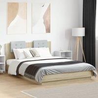Bed Frame with LED without Mattress Sonoma Oak 150x200 cm King Size