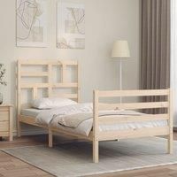 Bed Frame with Headboard Single Solid Wood