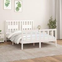 Bed Frame with Headboard White Solid Wood Pine 120x200 cm