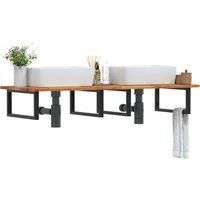 Basin Shelf Wall Mounted Steel and Solid Wood Acacia