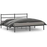 Metal Bed Frame without Mattress with Headboard Black 180x200cm