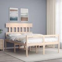 Bed Frame with Headboard 140x200 cm Solid Wood