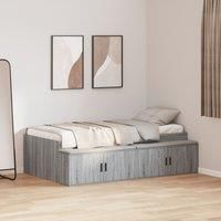 Storage Bed Frame Grey Sonoma 75x190 cm