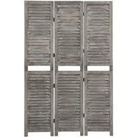 3-Panel Room Divider Grey 106.5x166 cm Solid Wood