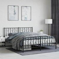 Metal Bed Frame with Headboard and Footboard Black 160x200 cm