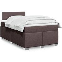 Box Spring Bed with Mattress Dark Brown 120x200 cm Fabric