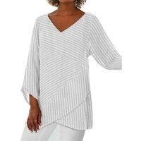 Women'S Loose Striped Summer Blouse - 6 Colours - Black