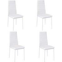 Set of 4 Leather Upholstered Dining Chairs with Metal Legs