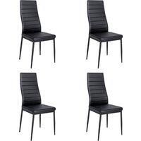 Set of 4 Leather Upholstered Dining Chairs with Metal Legs