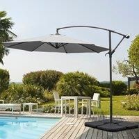 3M Light Grey Sun Parasol Hanging Banana Umbrella Outdoor Sun Shade