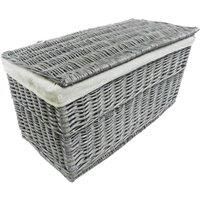 Shabby Chic White Grey Black Strong Wicker Storage Chest Trunk Toy Blanket Box