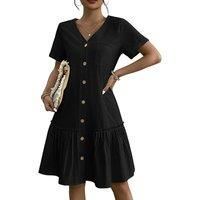 Unisex Green Women'S Breathable Cotton-Linen Summer Dress!