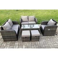 Fimous 7 Seater Dark Grey Pe Wicker Rattan Garden Furniture Set