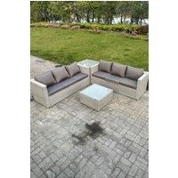 6 Seater PE Wicker Light Grey Rattan Garden Corner Sofa Sets Outdoor Patio Furniture
