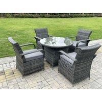 Outdoor Rattan Garden Furniture Dining Set Table And Chair Set Wicker Patio 4 Chairs Plus Round Table