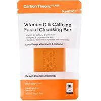 Carbon Theory Vitamin C Face Wash Bar Facial Cleansing Bar - Brightens & Evens Skin Tone - Vitamin C Cleanser with Caffeine & Citric Acid - Vegan Face Wash for Acne Prone Skin - SupaVIT-C, 80g