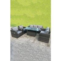 Rattan Sofa Rising Table Reclining Chair - Grey