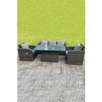 Rattan Sofa Rising Table Reclining Chair - Grey