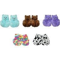 Fluffy Teddy Bear Slippers In 11 Colour Options - Black