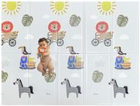 Taf Toys Savannah Adventures Super Size Foam Baby Mat. Extra-Large Cushioned Foldable Baby Foam Play mat. Thick Reversible Playmat. Bonus kit: Double Sided Milestone Cards. Suitable for Boys and Girls