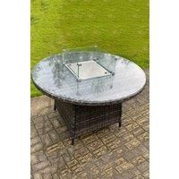 PE Round Rattan Gas Fire Pit Dining Table Gas Heater