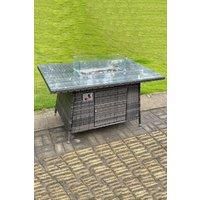 PE Rattan Gas Fire Pit Dining Rectangular Oblong Table Gas Heater Burner