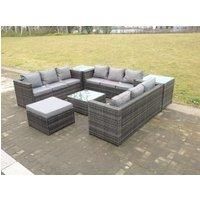 10 Seater U Shape Rattan Sofa Set Outdoor Garden Furniture Patio With 3 Table