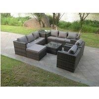 Indoor Outdoor Rattn Garden Furniture Sofa Set Table Chair Footstool Dark Grey Mixed