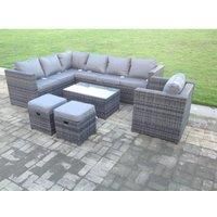 Rattan Garden Furniture Corner Sofa Set Oblong Coffee Table Chair Footstools