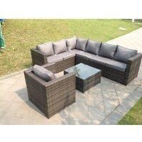 Pe Rattan Corner Sofa Set Outdoor Garden Furniture Square Coffee Table Armchair With Thick Cushion