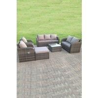 Rattan Garden Furniture Set Lounge Sofa Reclining Chair Love Sofa Footstool